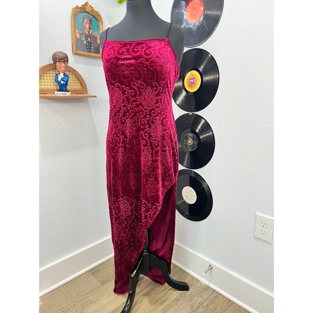 Red Velvet High-Low Maxi Dress